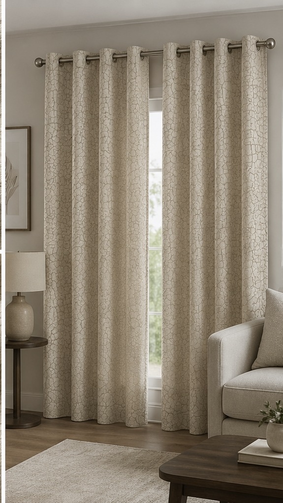 Beige Abstract Textured Jacquard Curtain Fabric - Image 3