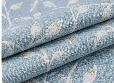 Floral Jacquard Curtain Fabric with White Leaf & Gold Accents - Image 6