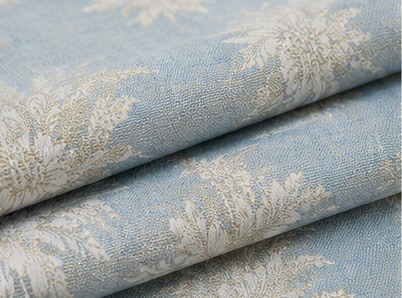 Floral Jacquard Curtain Fabric with White & Gold Accents - Image 3