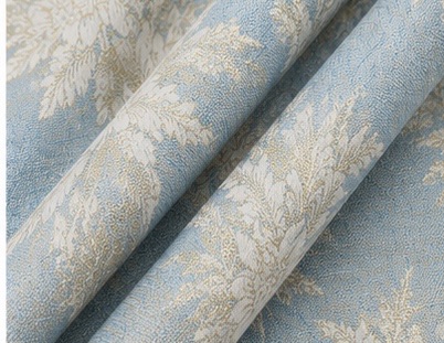 Floral Jacquard Curtain Fabric with White & Gold Accents - Image 6