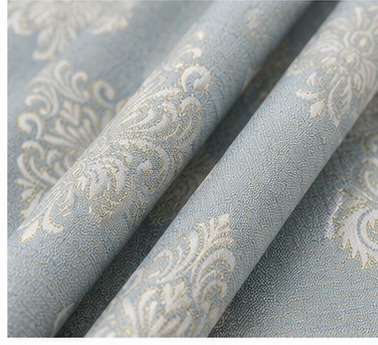Damask Jacquard Curtain Fabric with White & Gold Ornamental Design - Image 2