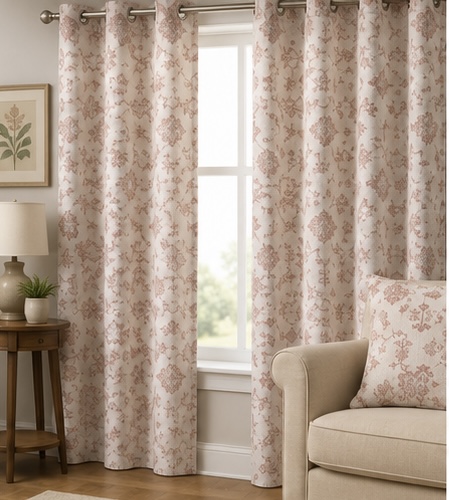 Geometric Floral Curtain Fabric - Image 2