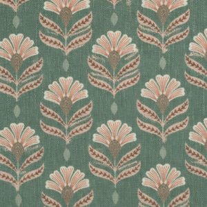 Emerald Floral Motif Curtain Fabric
